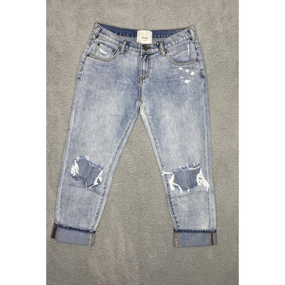 One Teaspoon Denim - ONE TEASPOON Woman's Montana Blue‎ Awesome Baggies Distressed Jeans Size 28